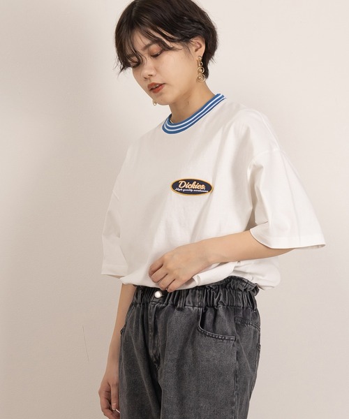 Dickies(ディッキーズ)の「【DICKIES/ディッキーズ】リブラインオーバルワッペンTシャツ/ビッグシルエット/ユニセックス(Tシャツ/カットソー・メンズ・ブルー/ブラック/グリーン/ホワイト/マスタード/ネイビー・M/L/XL)」の13枚目の写真