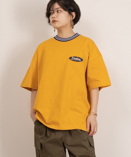 Dickies(ディッキーズ)の「【DICKIES/ディッキーズ】リブラインオーバルワッペンTシャツ/ビッグシルエット/ユニセックス(Tシャツ/カットソー・メンズ・ブルー/ブラック/グリーン/ホワイト/マスタード/ネイビー・M/L/XL)」の7枚目の写真