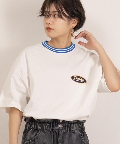 Dickies(ディッキーズ)の「【DICKIES/ディッキーズ】リブラインオーバルワッペンTシャツ/ビッグシルエット/ユニセックス(Tシャツ/カットソー・メンズ・ブルー/ブラック/グリーン/ホワイト/マスタード/ネイビー・M/L/XL)」の22枚目の写真