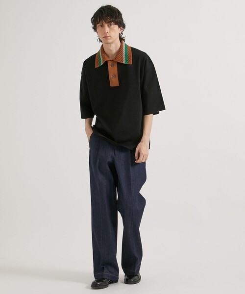 UNITED TOKYO（ユナイテッドトウキョウ）の「バイカラーサマーニットポロ（ポロシャツ・メンズ・アイボリー/ブラック/ライトグレー・1/2）」の12枚目の写真