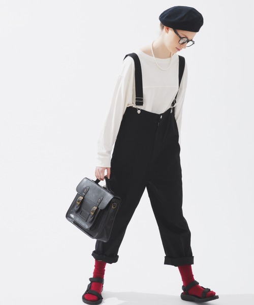 EDIT Gris(エディットグリ)の「【1枚でもインナー使いでも大活躍】オーバーサイズロングスリーブTシャツ(Tシャツ/カットソー・レディース・ホワイト×ブラック/ホワイト・FREE)」の7枚目の写真