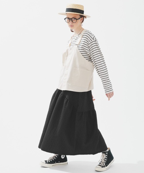 EDIT Gris(エディットグリ)の「【1枚でもインナー使いでも大活躍】オーバーサイズロングスリーブTシャツ(Tシャツ/カットソー・レディース・ホワイト×ブラック/ホワイト・FREE)」の3枚目の写真