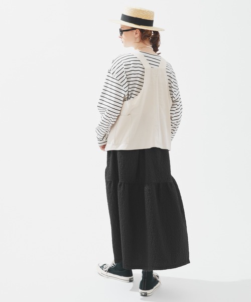 EDIT Gris(エディットグリ)の「【1枚でもインナー使いでも大活躍】オーバーサイズロングスリーブTシャツ(Tシャツ/カットソー・レディース・ホワイト×ブラック/ホワイト・FREE)」の10枚目の写真