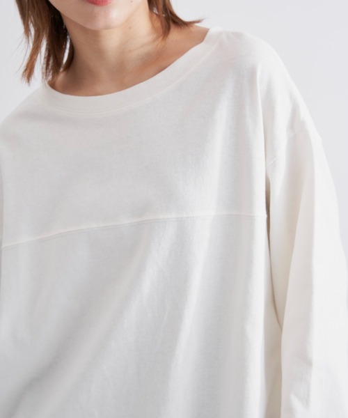 EDIT Gris(エディットグリ)の「【1枚でもインナー使いでも大活躍】オーバーサイズロングスリーブTシャツ(Tシャツ/カットソー・レディース・ホワイト×ブラック/ホワイト・FREE)」の22枚目の写真