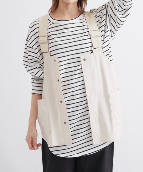 EDIT Gris(エディットグリ)の「【1枚でもインナー使いでも大活躍】オーバーサイズロングスリーブTシャツ(Tシャツ/カットソー・レディース・ホワイト×ブラック/ホワイト・FREE)」の19枚目の写真