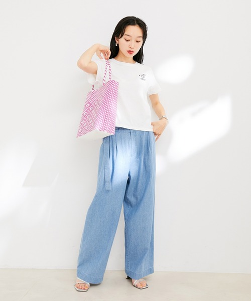 VIS(ビス)の「【洗える】USAコットンちびロゴTシャツ(Tシャツ/カットソー・レディース・ブラック/ホワイト/ピンク系その他2・FREE)」の4枚目の写真