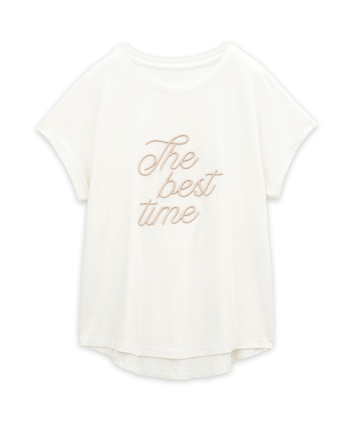 CHAN ME(チャンミ)の「刺繍ロゴTシャツ(Tシャツ/カットソー・レディース・ホワイト×ブラック/ブルー系/ベージュ系/ブラック×ホワイト・MEDIUM/LARGE)」の12枚目の写真