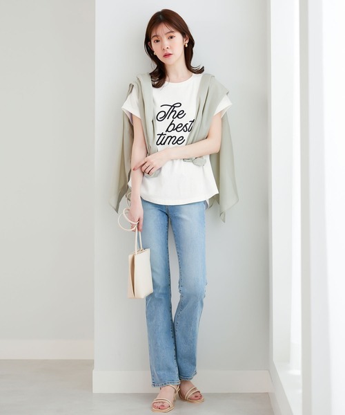 CHAN ME(チャンミ)の「刺繍ロゴTシャツ(Tシャツ/カットソー・レディース・ホワイト×ブラック/ブルー系/ベージュ系/ブラック×ホワイト・MEDIUM/LARGE)」の21枚目の写真