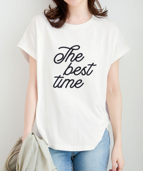 CHAN ME(チャンミ)の「刺繍ロゴTシャツ(Tシャツ/カットソー・レディース・ホワイト×ブラック/ブルー系/ベージュ系/ブラック×ホワイト・MEDIUM/LARGE)」の17枚目の写真