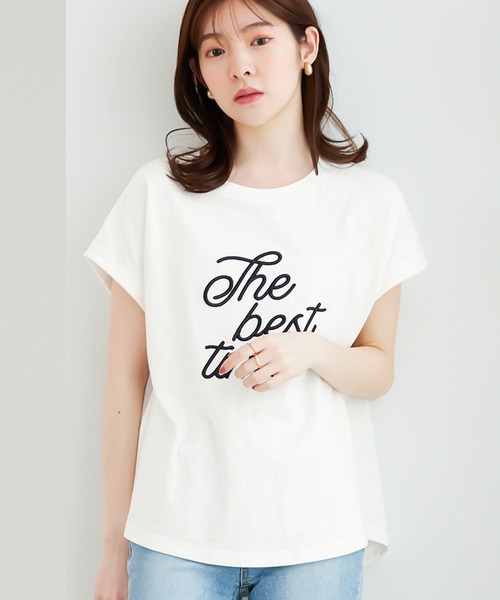 CHAN ME(チャンミ)の「刺繍ロゴTシャツ(Tシャツ/カットソー・レディース・ホワイト×ブラック/ブルー系/ベージュ系/ブラック×ホワイト・MEDIUM/LARGE)」の15枚目の写真