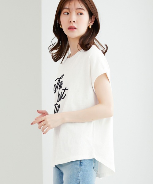 CHAN ME(チャンミ)の「刺繍ロゴTシャツ(Tシャツ/カットソー・レディース・ホワイト×ブラック/ブルー系/ベージュ系/ブラック×ホワイト・MEDIUM/LARGE)」の19枚目の写真