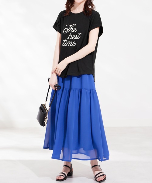 CHAN ME(チャンミ)の「刺繍ロゴTシャツ(Tシャツ/カットソー・レディース・ホワイト×ブラック/ブルー系/ベージュ系/ブラック×ホワイト・MEDIUM/LARGE)」の11枚目の写真