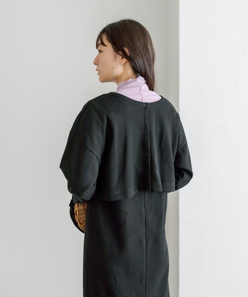 PUAL CE CIN（ピュアルセシン）の「シアー半袖2WAYプルオーバー（Tシャツ/カットソー・レディース・ライトグレー/ブラック/オフホワイト/パープル・FREE）」の5枚目の写真