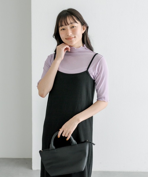 PUAL CE CIN（ピュアルセシン）の「シアー半袖2WAYプルオーバー（Tシャツ/カットソー・レディース・ライトグレー/ブラック/オフホワイト/パープル・FREE）」の8枚目の写真