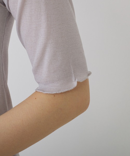 PUAL CE CIN（ピュアルセシン）の「シアー半袖2WAYプルオーバー（Tシャツ/カットソー・レディース・ライトグレー/ブラック/オフホワイト/パープル・FREE）」の21枚目の写真