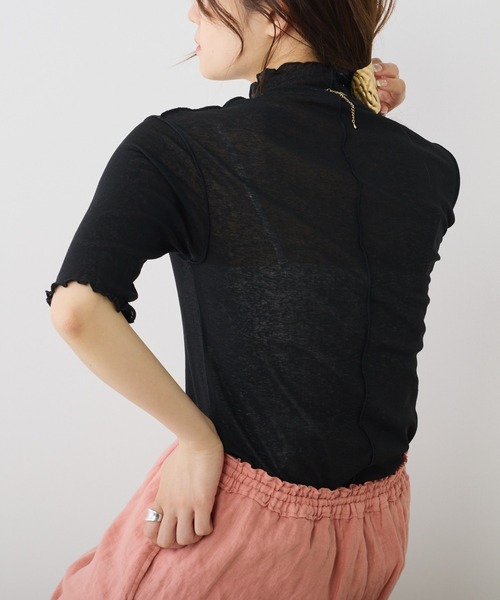 PUAL CE CIN（ピュアルセシン）の「シアー半袖2WAYプルオーバー（Tシャツ/カットソー・レディース・ライトグレー/ブラック/オフホワイト/パープル・FREE）」の16枚目の写真