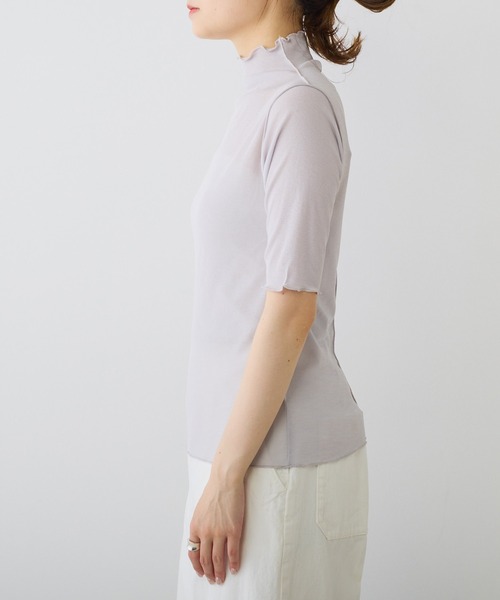 PUAL CE CIN（ピュアルセシン）の「シアー半袖2WAYプルオーバー（Tシャツ/カットソー・レディース・ライトグレー/ブラック/オフホワイト/パープル・FREE）」の18枚目の写真