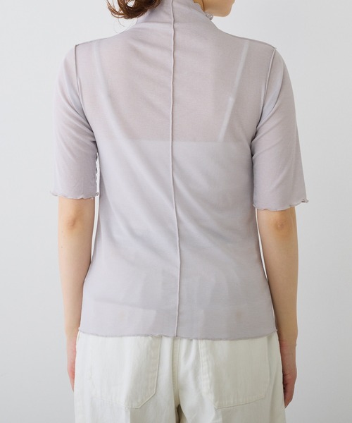 PUAL CE CIN（ピュアルセシン）の「シアー半袖2WAYプルオーバー（Tシャツ/カットソー・レディース・ライトグレー/ブラック/オフホワイト/パープル・FREE）」の19枚目の写真