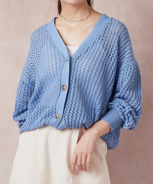 Lull（ルル）の「【Lull / ルル】メッシュニットカーディガン（カーディガン/ボレロ・レディース・ブラック/オレンジ/アイボリー/ブルー・ONESIZE）」の4枚目の写真