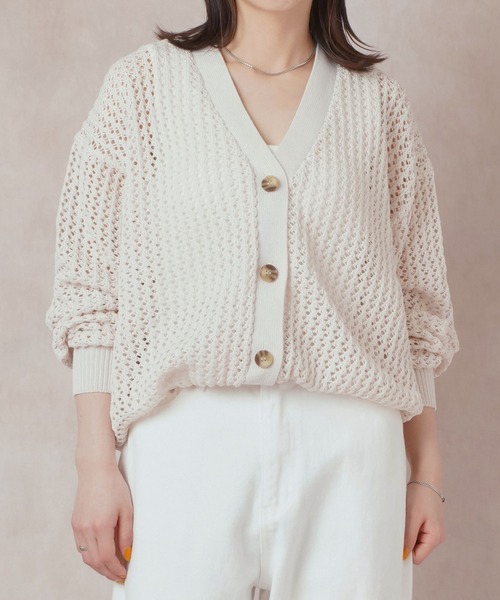 Lull（ルル）の「【Lull / ルル】メッシュニットカーディガン（カーディガン/ボレロ・レディース・ブラック/オレンジ/アイボリー/ブルー・ONESIZE）」の2枚目の写真