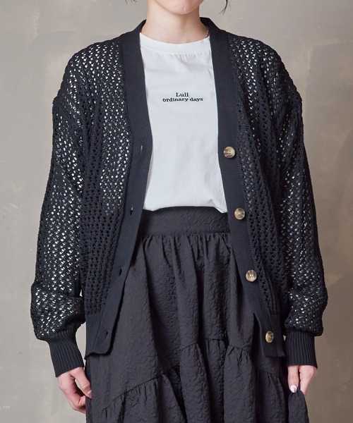 Lull（ルル）の「【Lull / ルル】メッシュニットカーディガン（カーディガン/ボレロ・レディース・ブラック/オレンジ/アイボリー/ブルー・ONESIZE）」の3枚目の写真