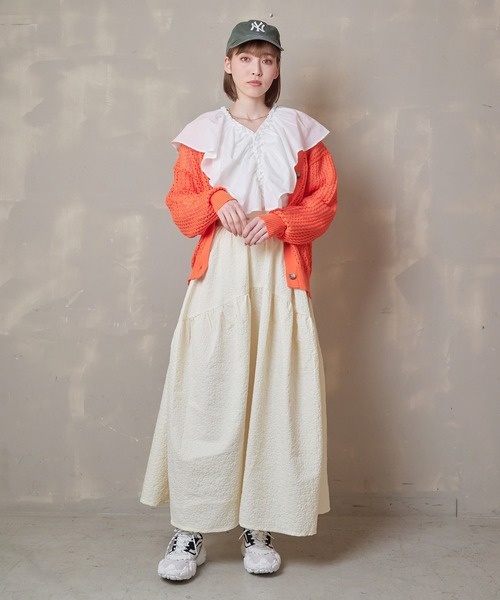 Lull（ルル）の「【Lull / ルル】メッシュニットカーディガン（カーディガン/ボレロ・レディース・ブラック/オレンジ/アイボリー/ブルー・ONESIZE）」の12枚目の写真