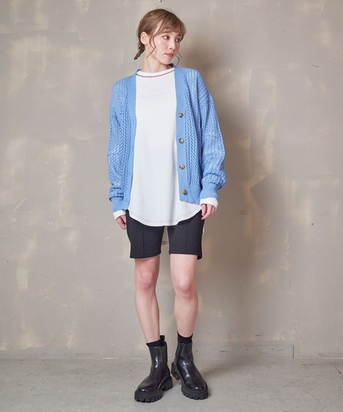 Lull（ルル）の「【Lull / ルル】メッシュニットカーディガン（カーディガン/ボレロ・レディース・ブラック/オレンジ/アイボリー/ブルー・ONESIZE）」の19枚目の写真