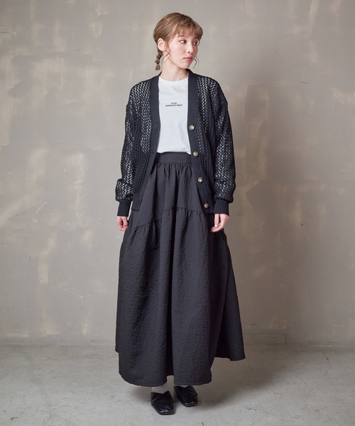 Lull（ルル）の「【Lull / ルル】メッシュニットカーディガン（カーディガン/ボレロ・レディース・ブラック/オレンジ/アイボリー/ブルー・ONESIZE）」の21枚目の写真