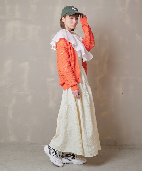 Lull（ルル）の「【Lull / ルル】メッシュニットカーディガン（カーディガン/ボレロ・レディース・ブラック/オレンジ/アイボリー/ブルー・ONESIZE）」の13枚目の写真