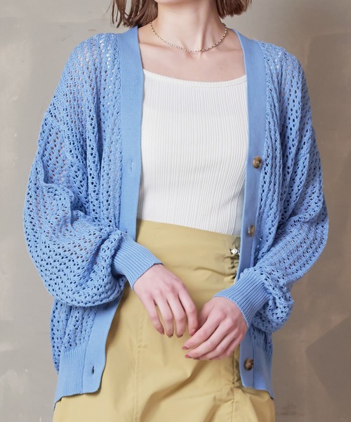 Lull（ルル）の「【Lull / ルル】メッシュニットカーディガン（カーディガン/ボレロ・レディース・ブラック/オレンジ/アイボリー/ブルー・ONESIZE）」の6枚目の写真