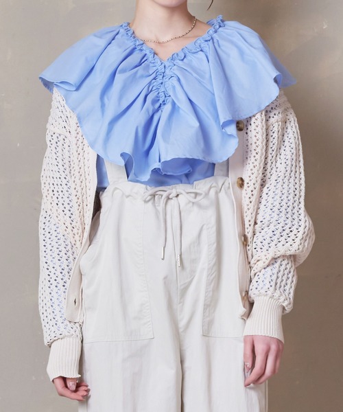 Lull（ルル）の「【Lull / ルル】メッシュニットカーディガン（カーディガン/ボレロ・レディース・ブラック/オレンジ/アイボリー/ブルー・ONESIZE）」の8枚目の写真