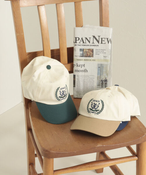 GEVACO(ゲバコ)の「【GEVACO/ゲバコ】キャンバス配色刺しゅうキャップ(キャップ・レディース・ネイビー/ベージュ/グリーン・FREE)」の4枚目の写真