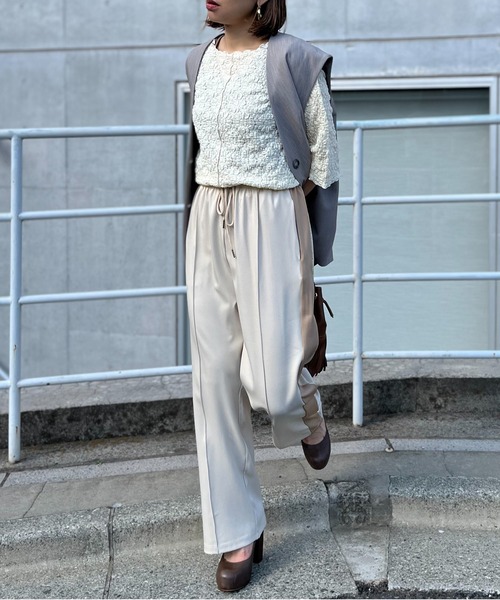 mi via loca（ミヴィアロカ）の「ラメとのダブルラインパンツ（その他パンツ・レディース・ベージュ/アイボリー/イエロー・FREE）」の21枚目の写真