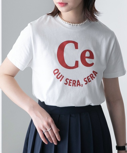 BONLECILL（ボンルシール）の「ラウンドフレンチロゴプリント 半袖Ｔシャツ（Tシャツ/カットソー・レディース・ピンク/チャコールグレー/オフホワイト・FREE）」の4枚目の写真