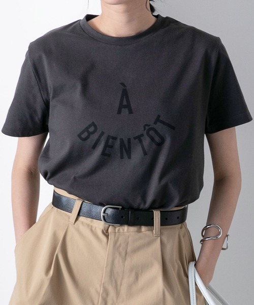 BONLECILL（ボンルシール）の「ラウンドフレンチロゴプリント 半袖Ｔシャツ（Tシャツ/カットソー・レディース・ピンク/チャコールグレー/オフホワイト・FREE）」の11枚目の写真