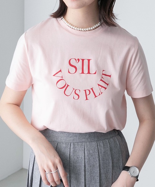 BONLECILL（ボンルシール）の「ラウンドフレンチロゴプリント 半袖Ｔシャツ（Tシャツ/カットソー・レディース・ピンク/チャコールグレー/オフホワイト・FREE）」の22枚目の写真