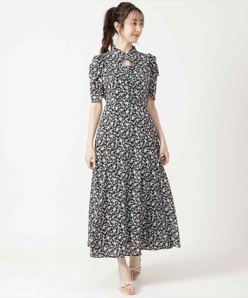 WILLSELECTION(ウィルセレクション)の「オープンネックフラワーワンピース(ワンピース・レディース・ブルー系その他/グリーン系その他/ブラック系その他・MEDIUM)」の2枚目の写真