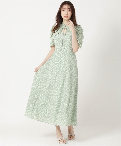 WILLSELECTION(ウィルセレクション)の「オープンネックフラワーワンピース(ワンピース・レディース・ブルー系その他/グリーン系その他/ブラック系その他・MEDIUM)」の3枚目の写真