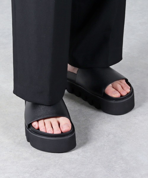 【eftyus】 Sサイズ＋7.5cm ハイソール ベルクロストラップ サンダル セール】＋7.5cm ハイソール ベルクロストラップ サンダル