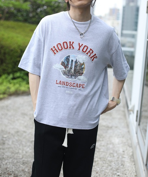 HOOK(フック)の「HOOK -original- 古着風都市グランジプリント半袖TEE (SS)(Tシャツ/カットソー・メンズ・ライトブルー/ブラック/グレー/ホワイト・M/L/XL)」の4枚目の写真