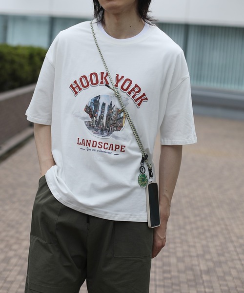 HOOK(フック)の「HOOK -original- 古着風都市グランジプリント半袖TEE (SS)(Tシャツ/カットソー・メンズ・ライトブルー/ブラック/グレー/ホワイト・M/L/XL)」の2枚目の写真