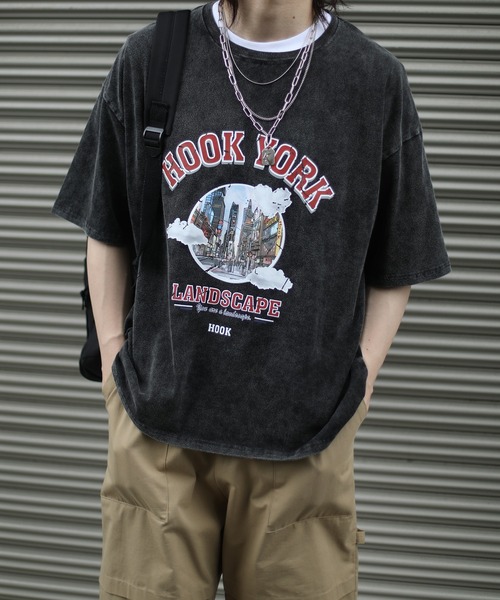 HOOK(フック)の「HOOK -original- 古着風都市グランジプリント半袖TEE (SS)(Tシャツ/カットソー・メンズ・ライトブルー/ブラック/グレー/ホワイト・M/L/XL)」の3枚目の写真