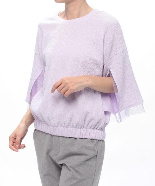 en recre(アンレクレ)の「【MONiLE】袖スリットブラウス(シャツ/ブラウス・レディース・ライラック/オフホワイト・2)」の8枚目の写真