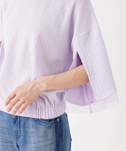 en recre(アンレクレ)の「【MONiLE】袖スリットブラウス(シャツ/ブラウス・レディース・ライラック/オフホワイト・2)」の16枚目の写真