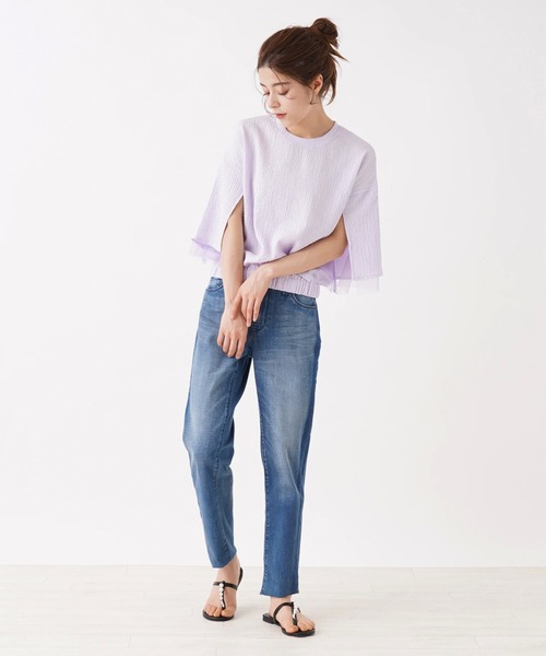 en recre(アンレクレ)の「【MONiLE】袖スリットブラウス(シャツ/ブラウス・レディース・ライラック/オフホワイト・2)」の15枚目の写真