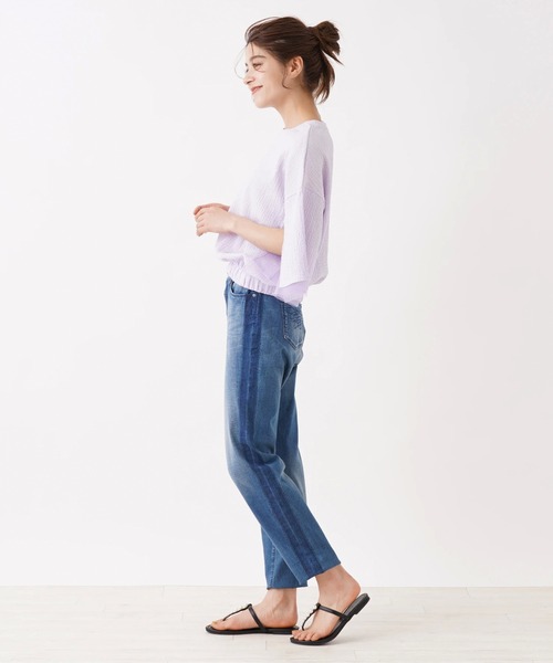 en recre(アンレクレ)の「【MONiLE】袖スリットブラウス(シャツ/ブラウス・レディース・ライラック/オフホワイト・2)」の5枚目の写真