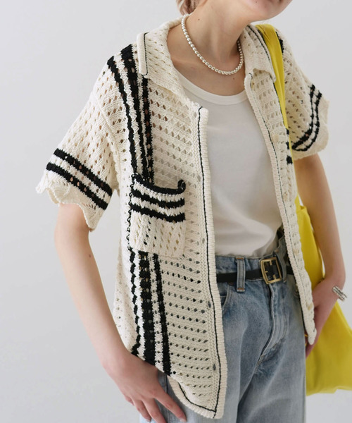 SLOBE citron.（スローブシトロン）の「SLOBE citron.クロシェシャツ（ニット/セーター・レディース・ホワイト/アイボリー・FREE）」の2枚目の写真