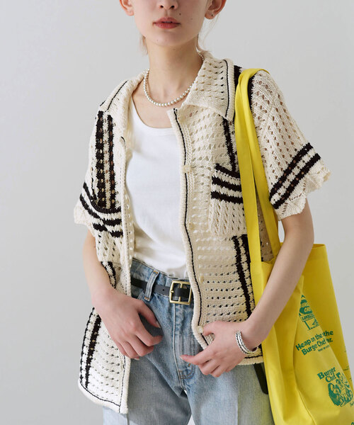 SLOBE citron.（スローブシトロン）の「SLOBE citron.クロシェシャツ（ニット/セーター・レディース・ホワイト/アイボリー・FREE）」の14枚目の写真