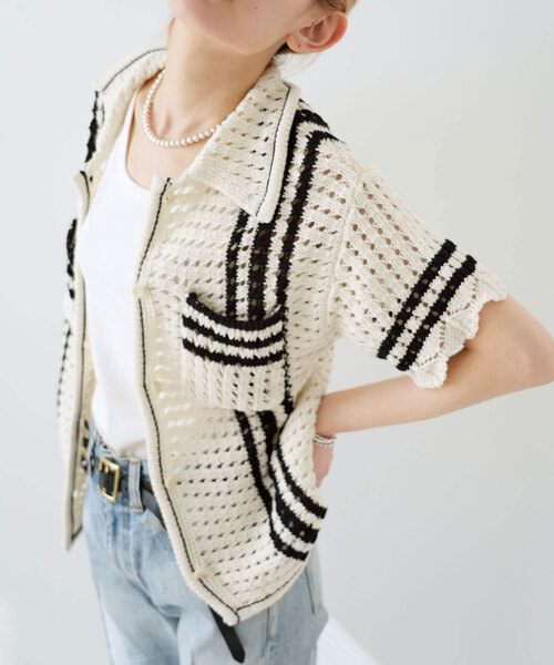 SLOBE citron.（スローブシトロン）の「SLOBE citron.クロシェシャツ（ニット/セーター・レディース・ホワイト/アイボリー・FREE）」の3枚目の写真