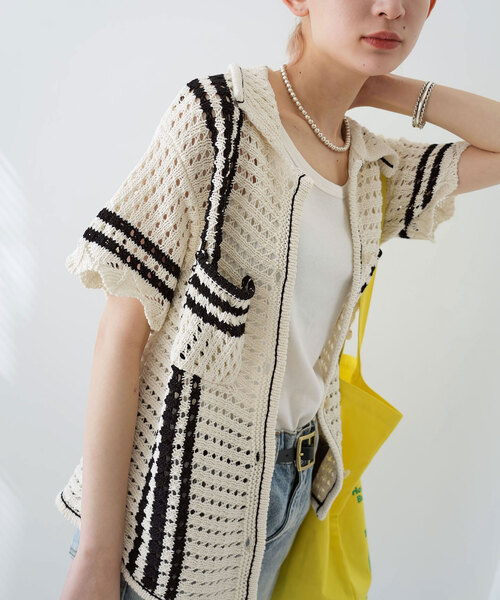 SLOBE citron.（スローブシトロン）の「SLOBE citron.クロシェシャツ（ニット/セーター・レディース・ホワイト/アイボリー・FREE）」の18枚目の写真